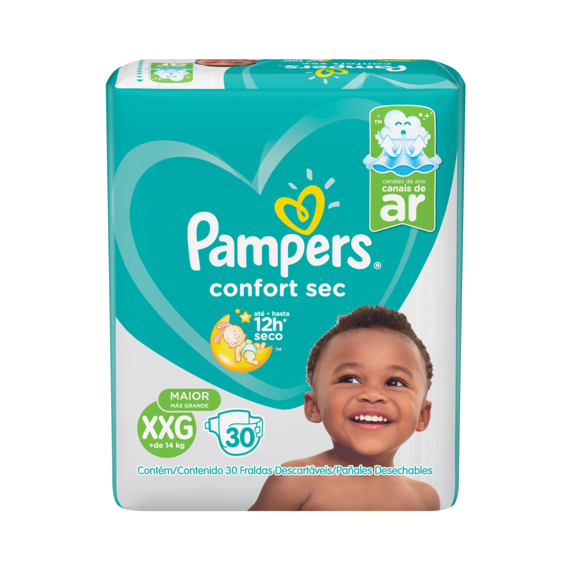 FRALDA PAMPERS CONFORT SEC, XXG 30 FRALDAS PACOTE MEGA