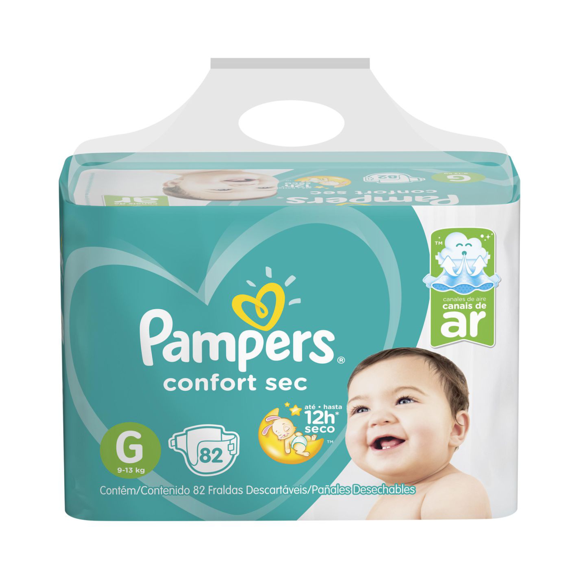 FRALDA PAMPERS CONFORT SEC, G 82 FRALDAS PACOTE TOP