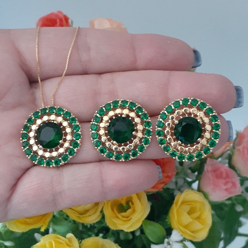 Conjunto Pizza Cristal e Zircônia
