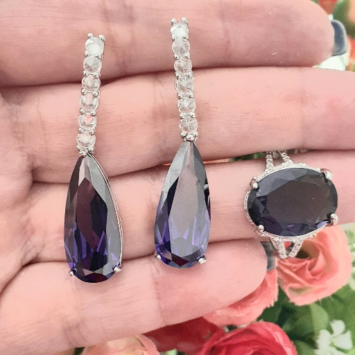 Conjunto Gota Safira com Zircônias