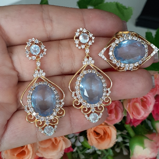 Conjunto Cristal Azul com Zircônias