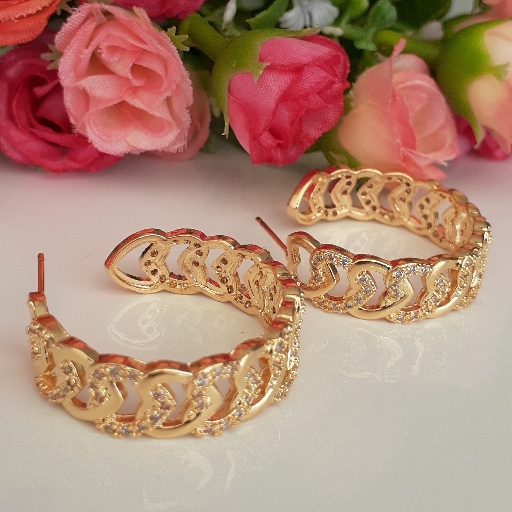 Brinco Argola com Zircônias em coração