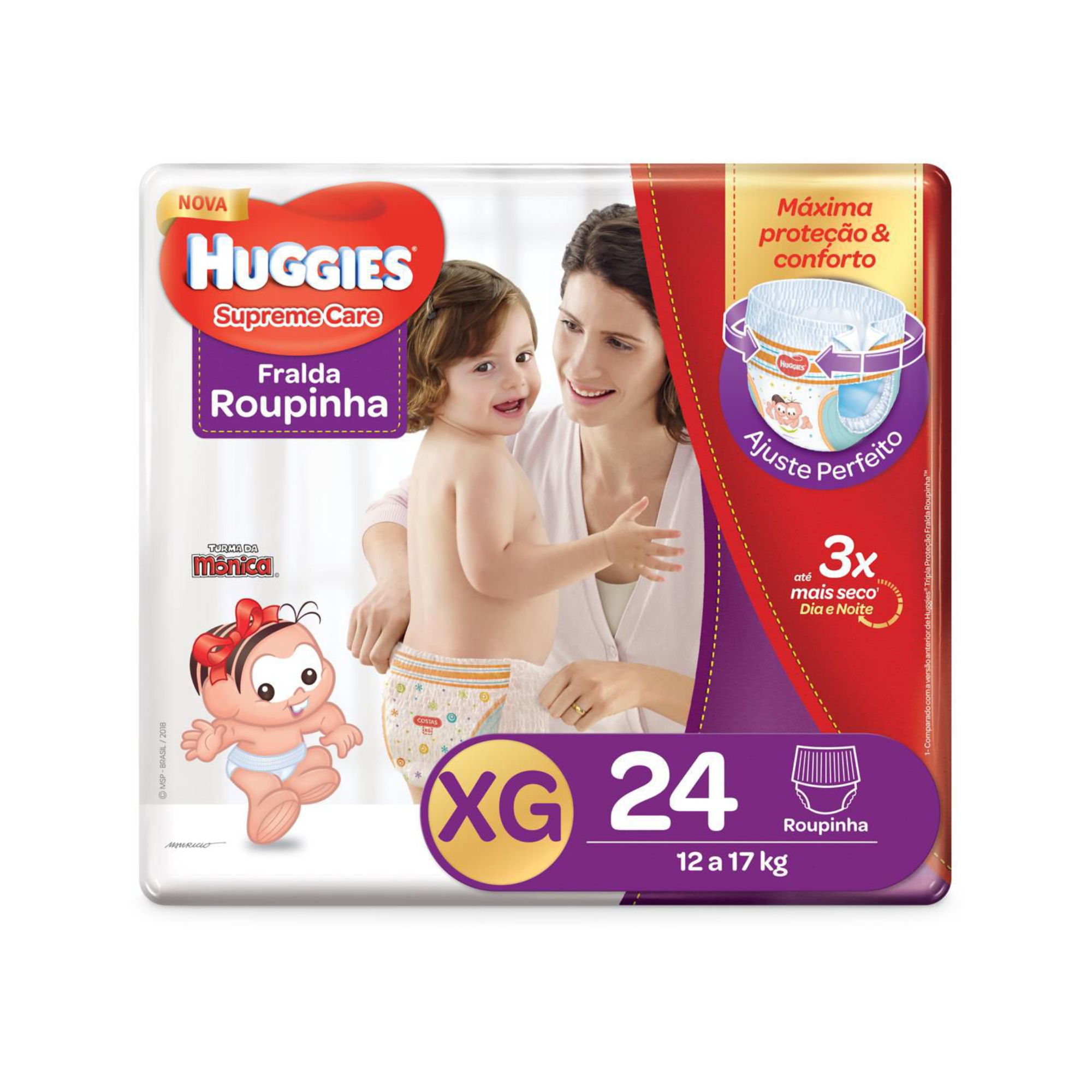 FRALDA ROUPINHA HUGGIES SUPREME CARE, XG 24 FRALDAS PACOTE MEGA