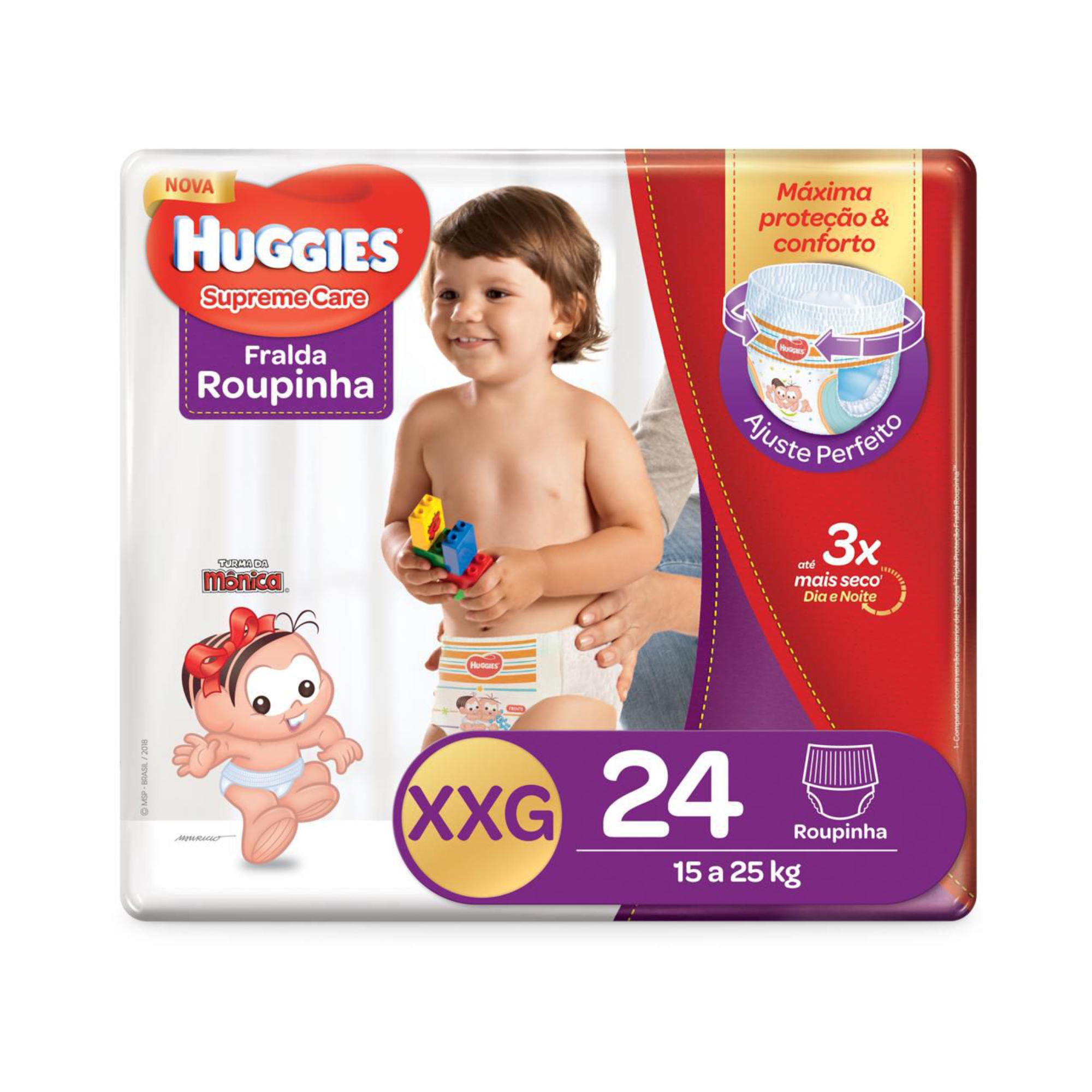 FRALDA ROUPINHA HUGGIES SUPREME CARE, XXG 24 FRALDAS PACOTE MEGA
