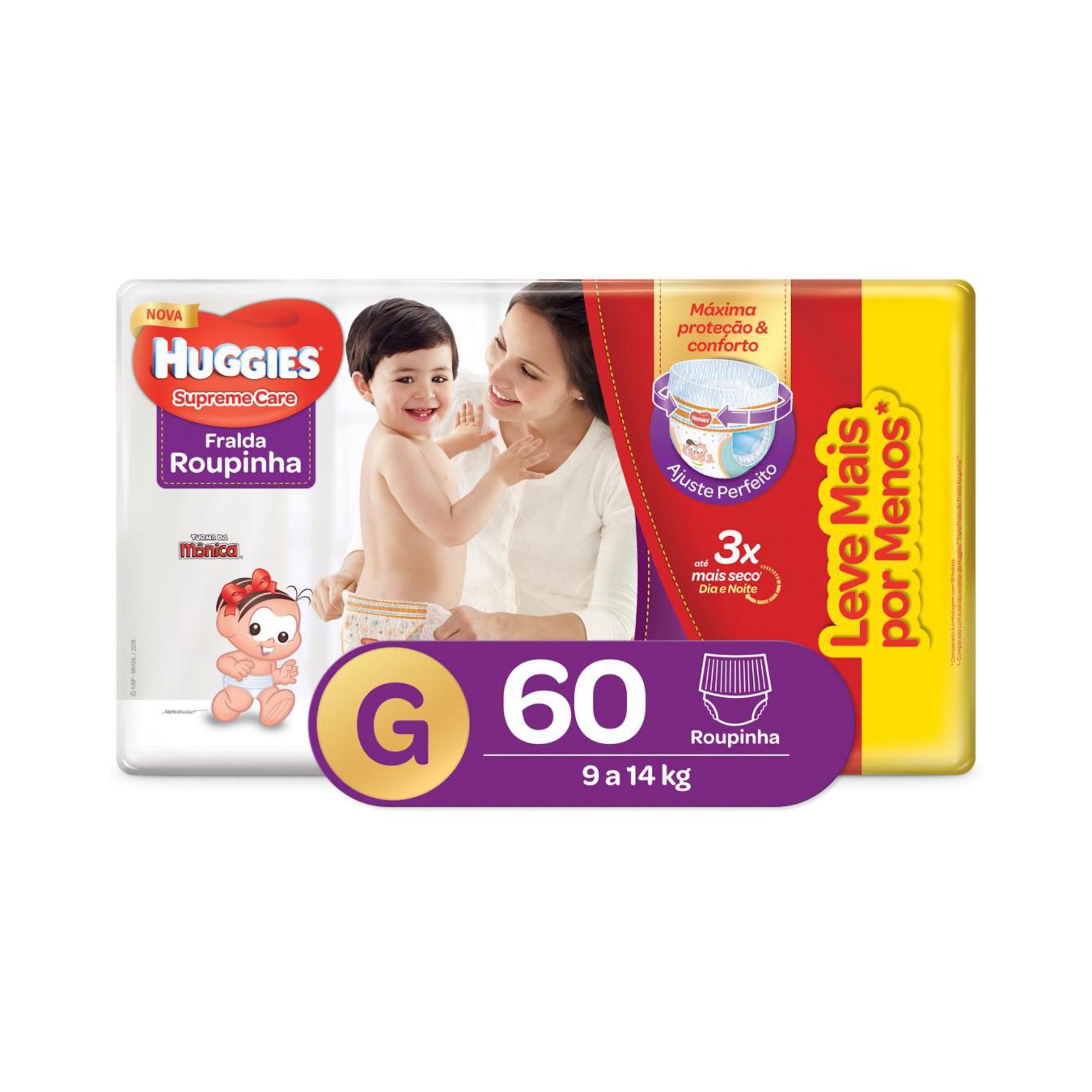 FRALDA ROUPINHA HUGGIES SUPREME CARE, G 60 FRALDAS PACOTE HIPER