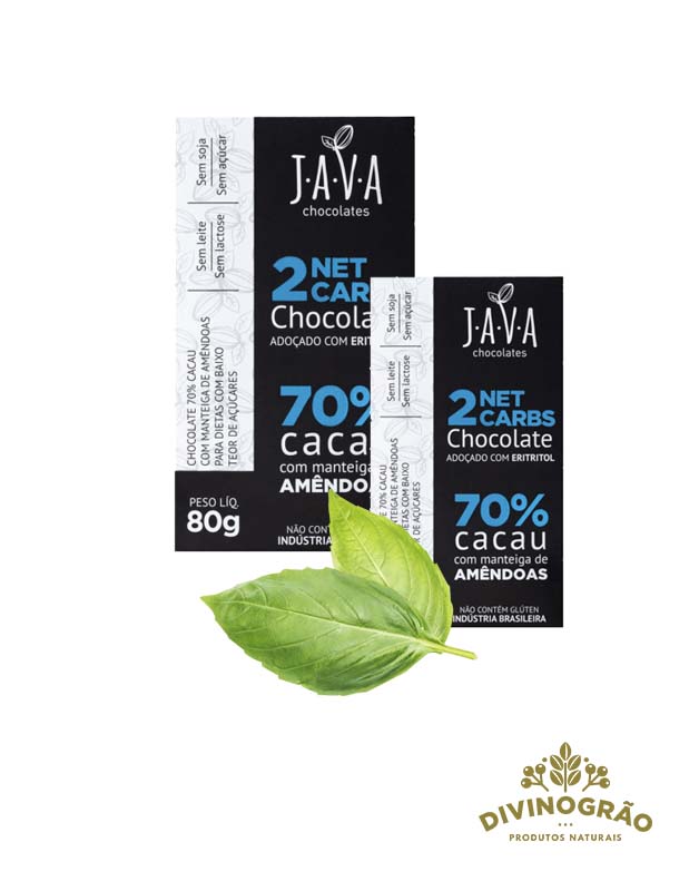 CHOCOLATE 70% CACAU COM ERITRITOL JAVA🍫