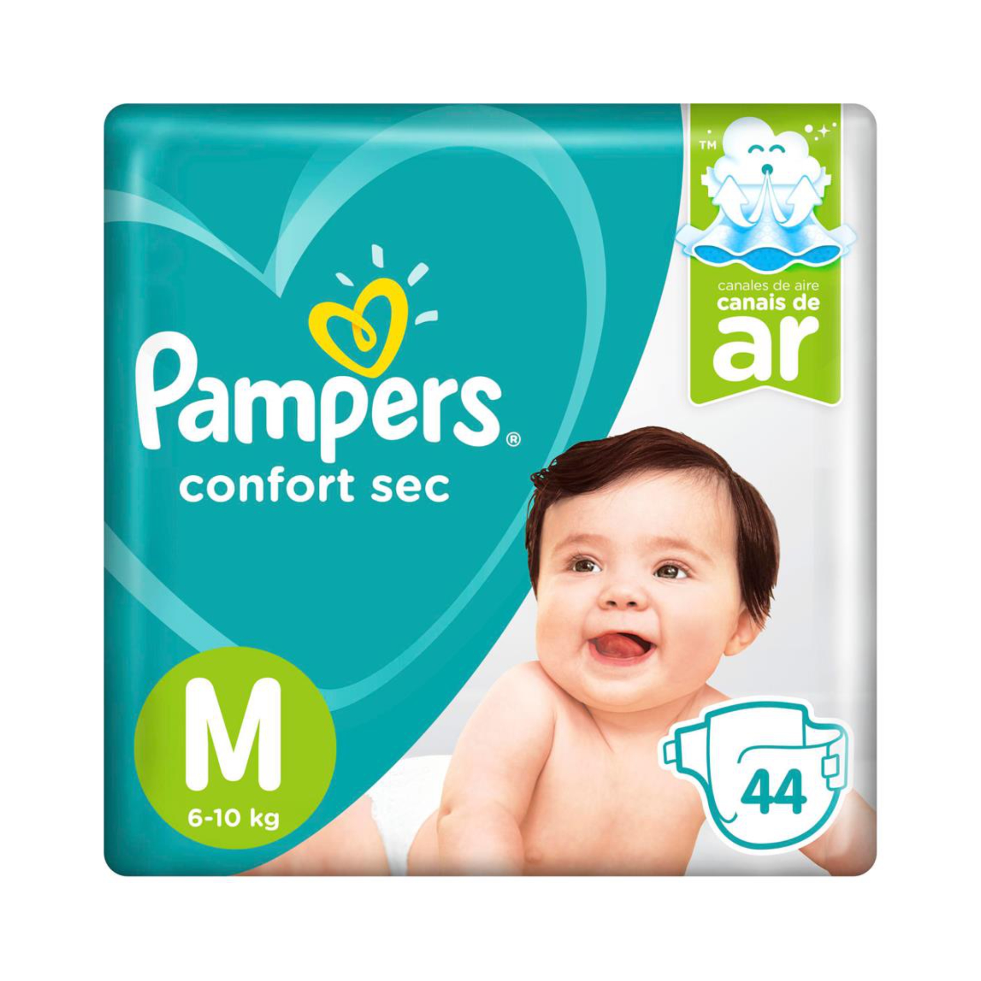 FRALDA PAMPERS CONFORT SEC, M 44 FRALDAS PACOTE MEGA